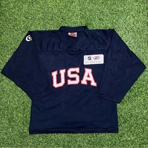 USA Hockey Jersey Youth Large Boys L Navy Blue  K-1 K1 NHL Kids Kraft EUC